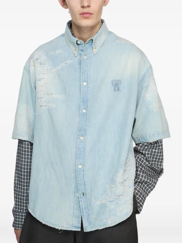 Acne Studios デニムシャツ コットン 長袖シャツ オーバーサイズ Acne Studios デニムシャツ | ブルー | FARFETCH JP