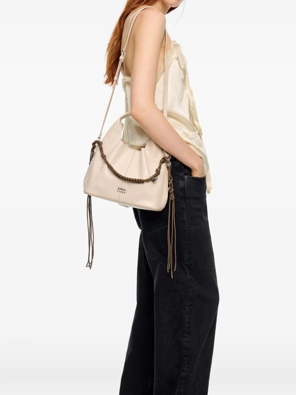  Bimba Y Lola Small Braided Tote Bag - White 