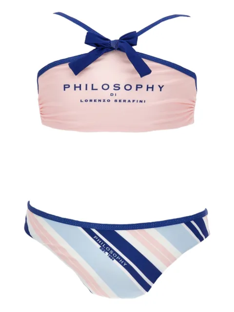 Philosophy Di Lorenzo Serafini Kids bow-embellishment striped bikini set (set of two)
