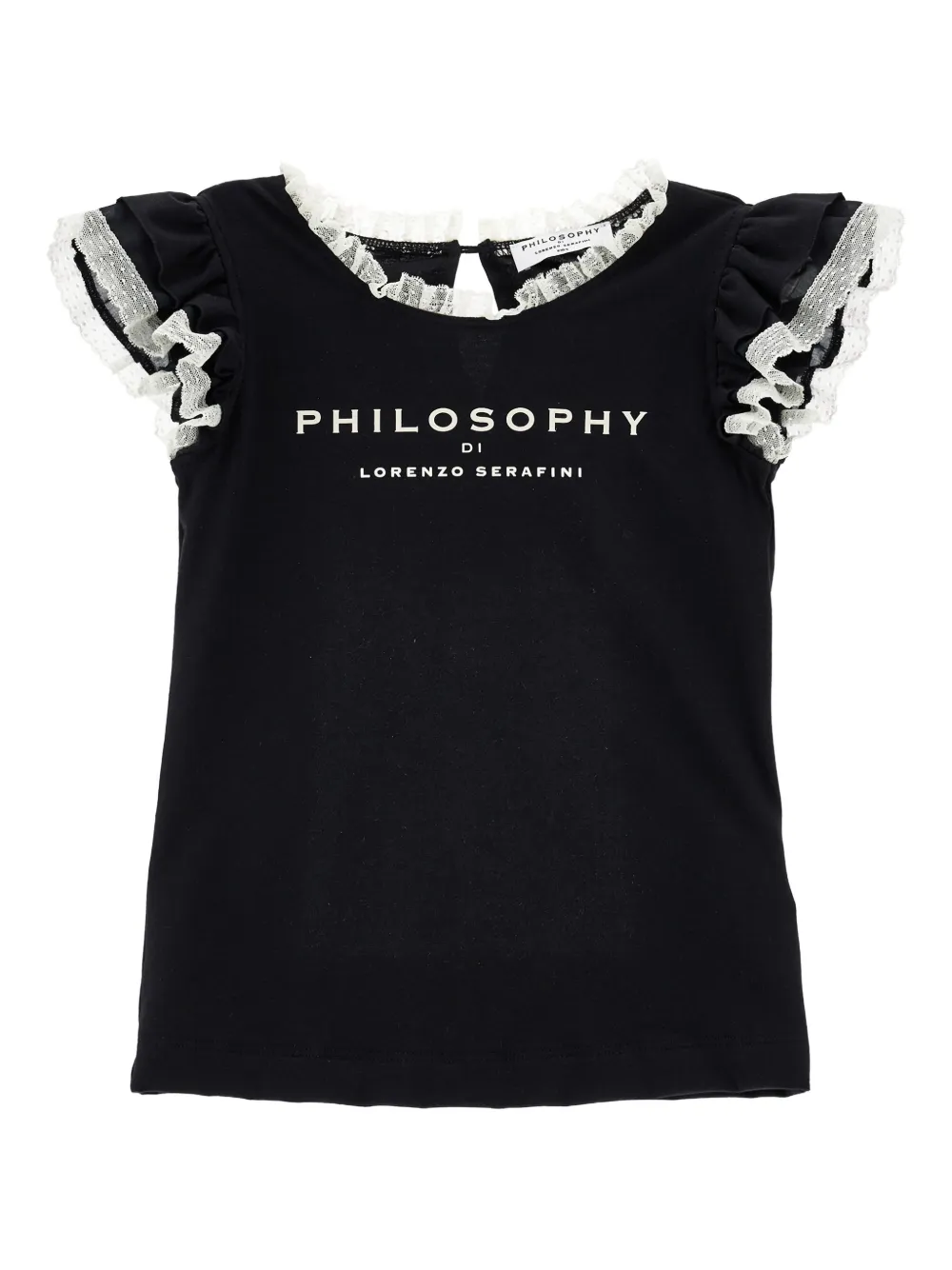 Philosophy Di Lorenzo Serafini Kids Top con rifinitura in pizzo - Nero