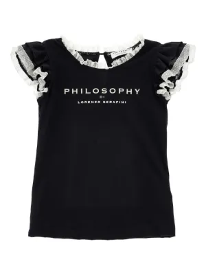 Tee-shirt Fille Philosophy De Lorenzo à Rayures Métallisées - Taille 8 - Occasion Très Bon état
