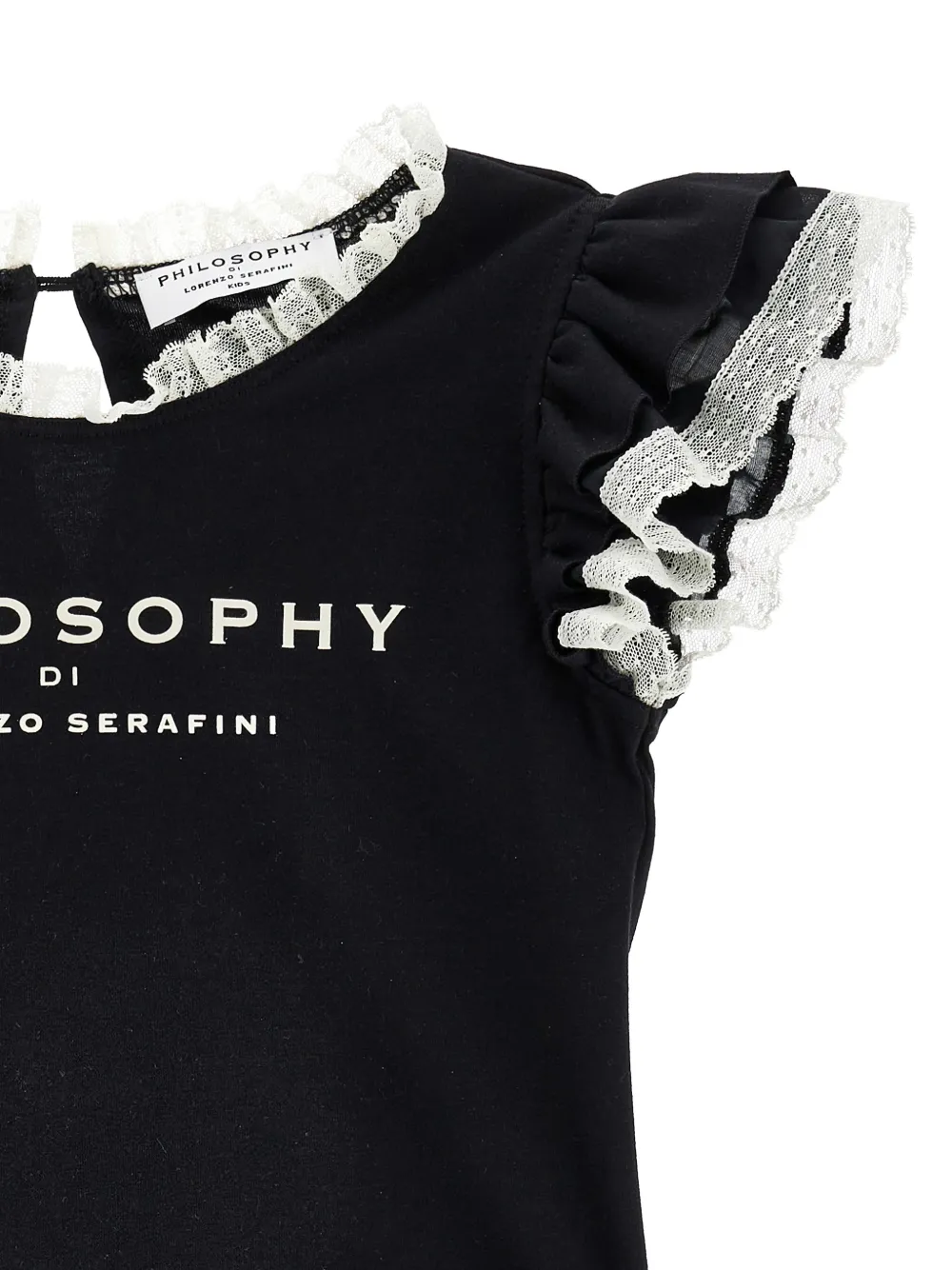 Philosophy Di Lorenzo Serafini Kids Top met kanten afwerking Zwart