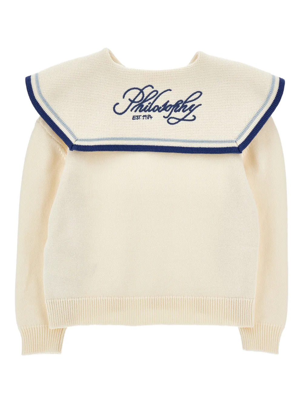 Philosophy Di Lorenzo Serafini Kids Trui met gestreepte kraag en metalen detail Beige