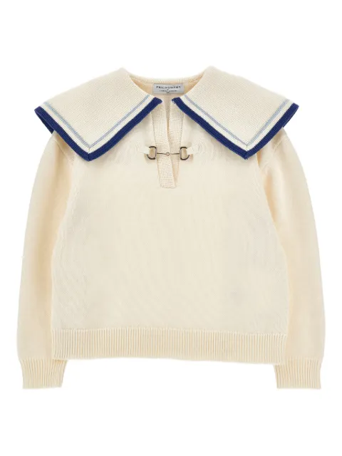 Philosophy Di Lorenzo Serafini Kids striped-collar metal-detail sweater