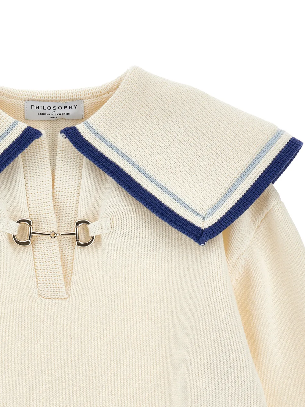 Philosophy Di Lorenzo Serafini Kids Trui met gestreepte kraag en metalen detail Beige