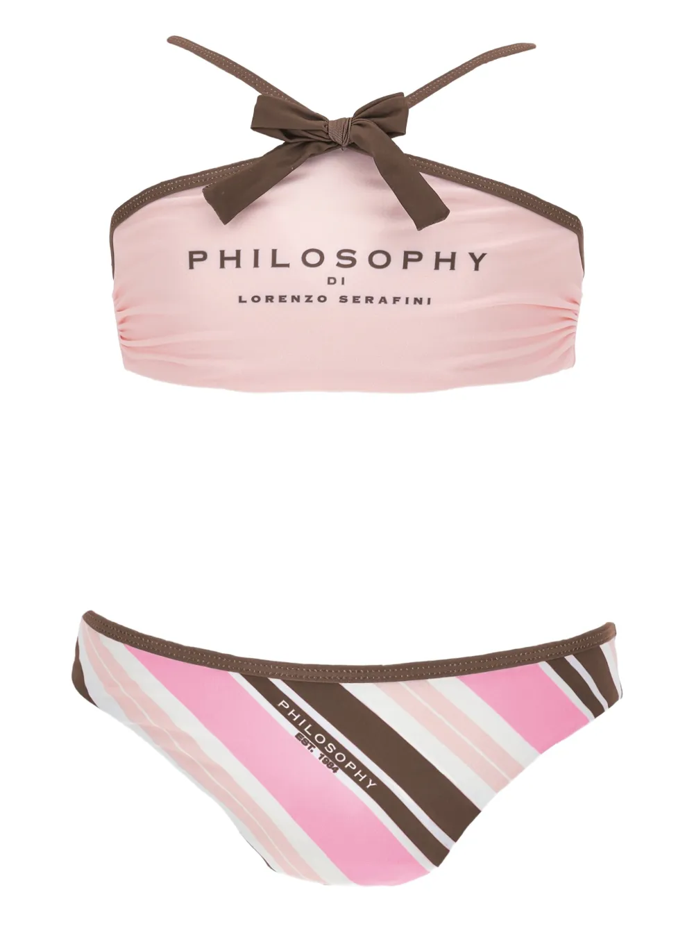 Philosophy Di Lorenzo Serafini Kids Bikini a righe con fiocco (2 pezzi) - Rosa