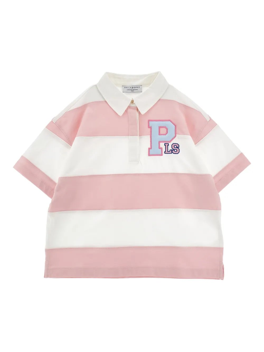 Philosophy Di Lorenzo Serafini Kids Polo con applicazione a righe - Rosa