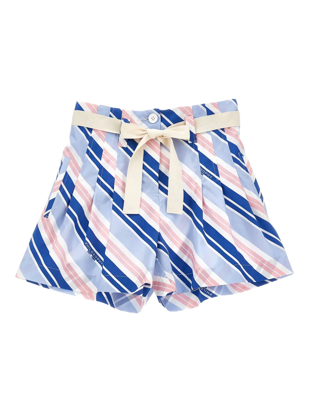 Philosophy Di Lorenzo Serafini Kids Shorts a righe con cintura - Blu
