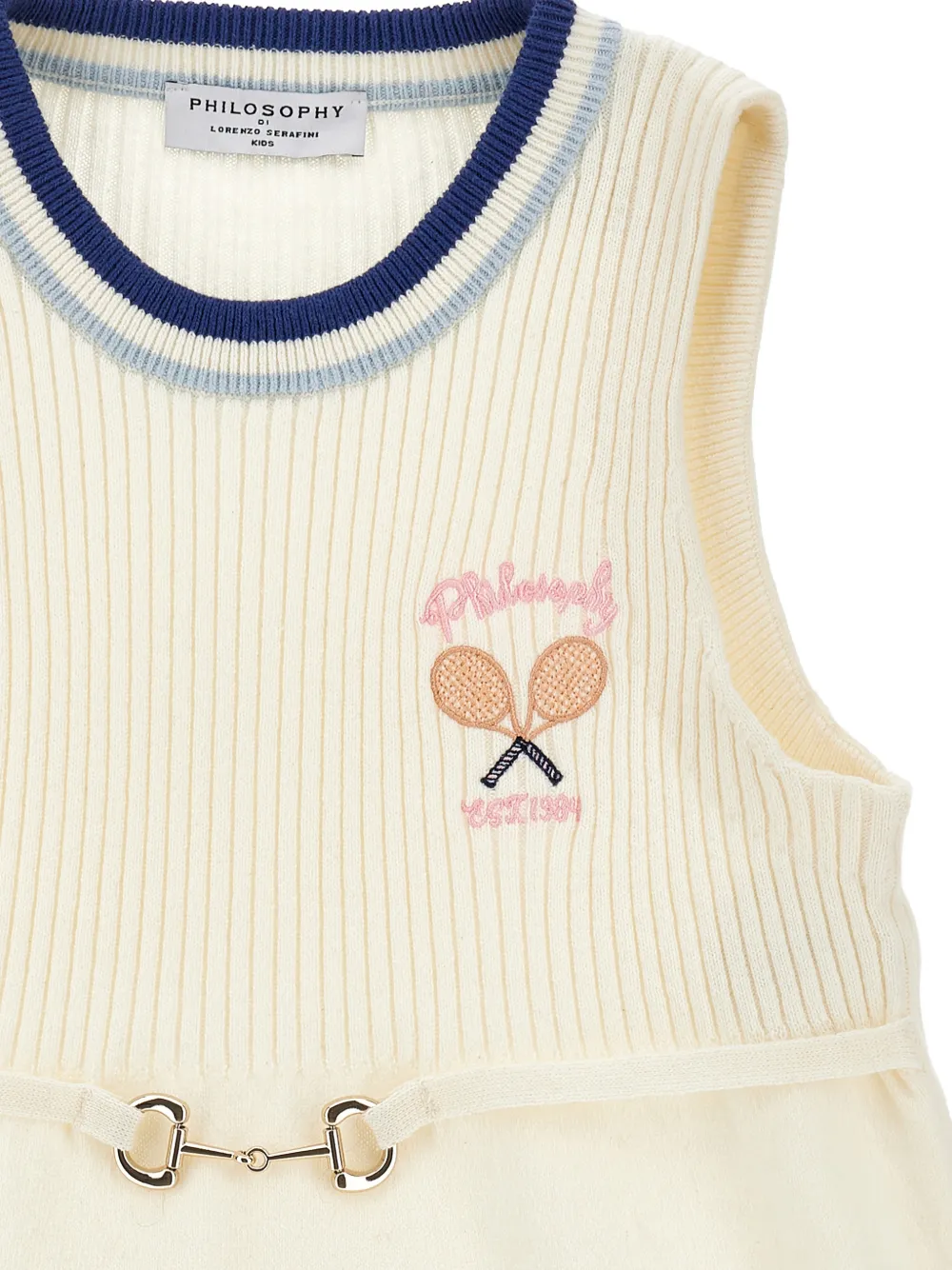Philosophy Di Lorenzo Serafini Kids Geribbelde jurk met borduurwerk Beige