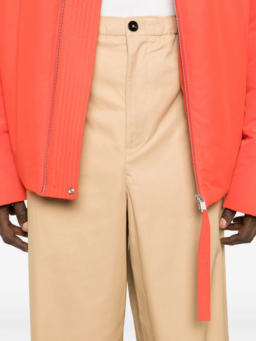 Jil Sander Broek met elastische tailleband Beige