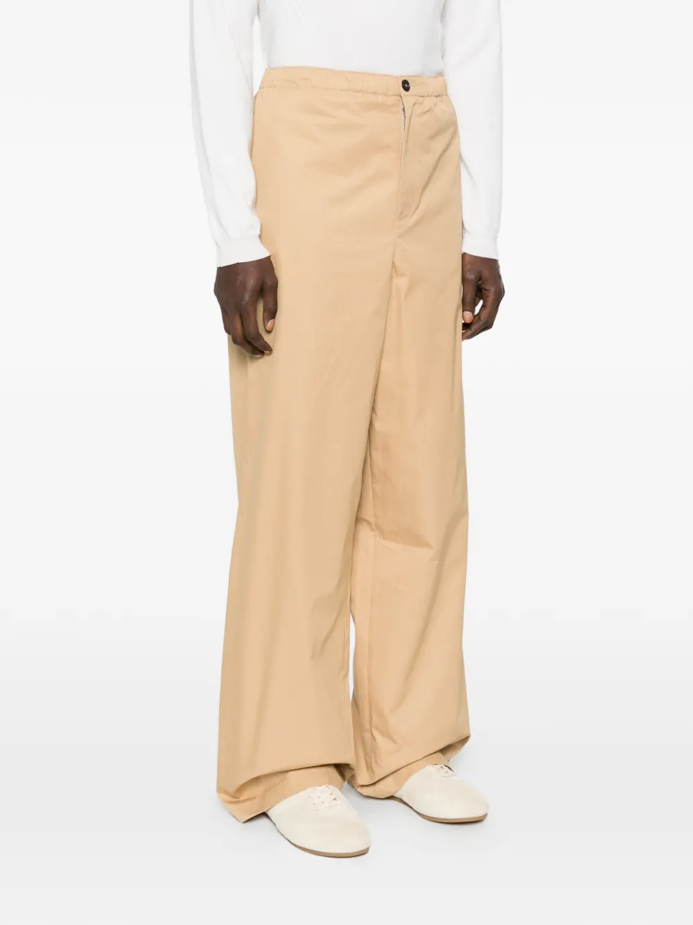 Jil Sander Broek met elastische tailleband Beige