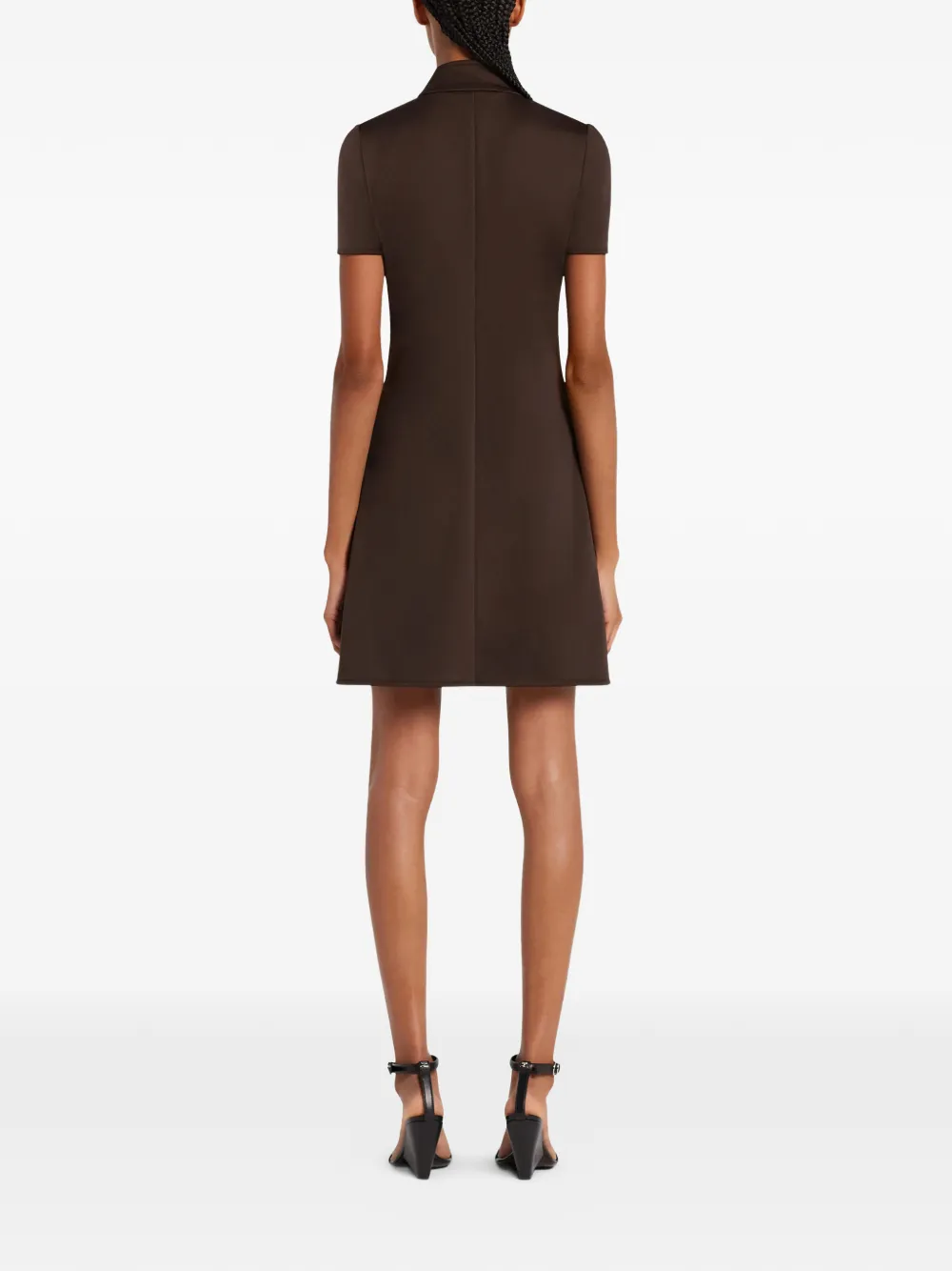 Courrèges Mini-jurk met korte mouwen en rits Bruin