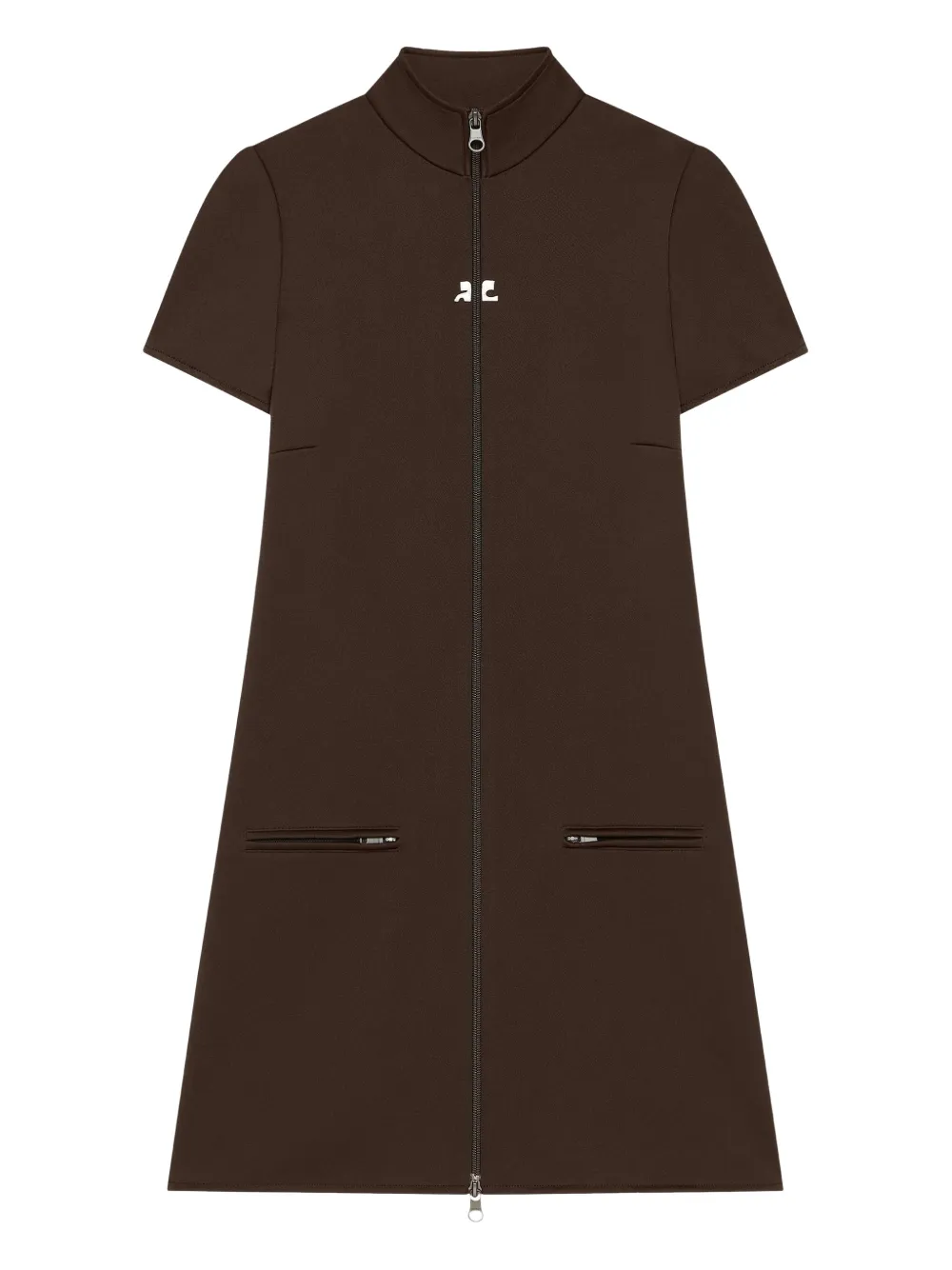 Courrèges Abito corto con zip - Marrone