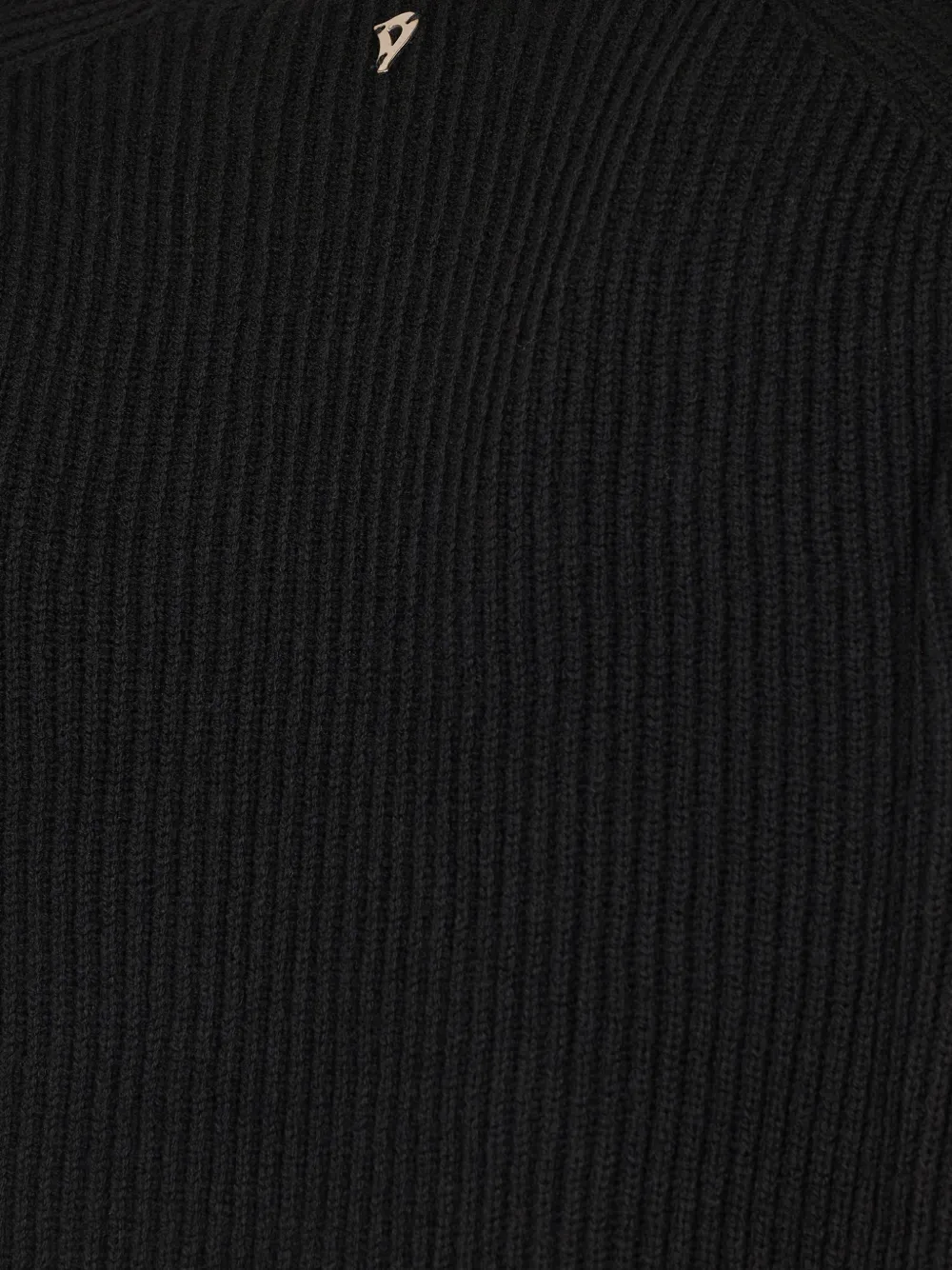 Dondup High Collar Sweater With Split Design And Textured Ribbing In Black