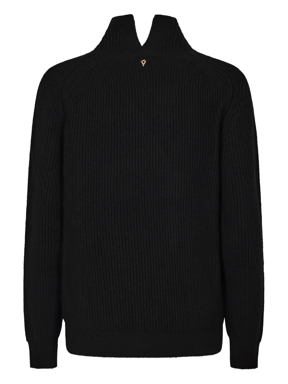 Dondup High Collar Sweater With Split Design And Textured Ribbing In Black