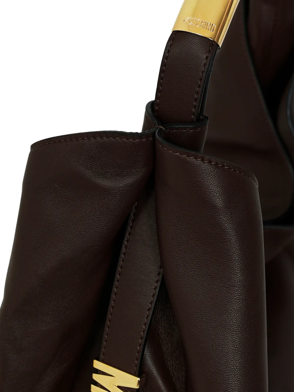 Moschino Handle Me Logo Shoulder Bag In Brown