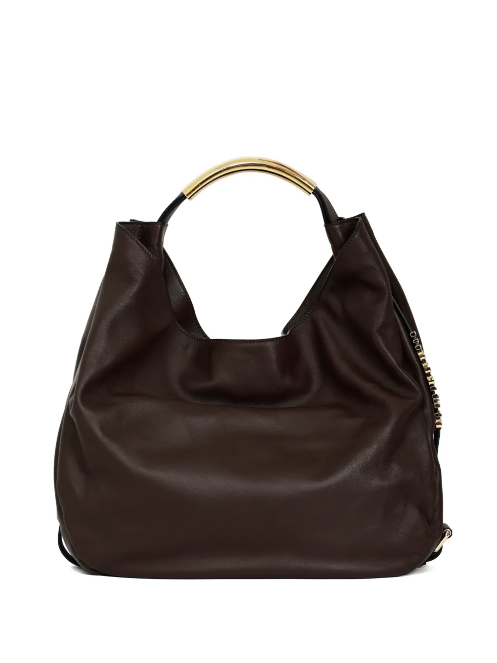 Moschino Handle Me Logo Shoulder Bag In Brown