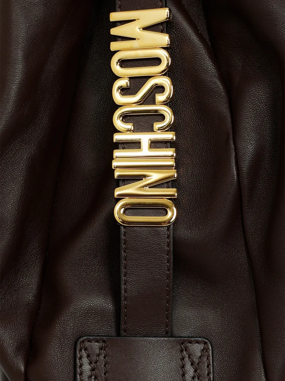 Moschino Handle Me Logo Shoulder Bag In Brown