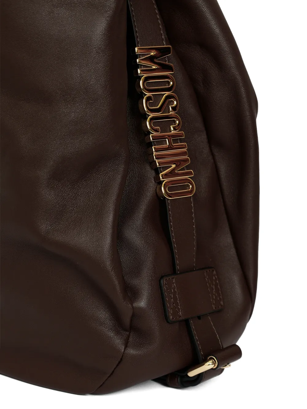 Moschino Handle Me Logo Shoulder Bag In Brown