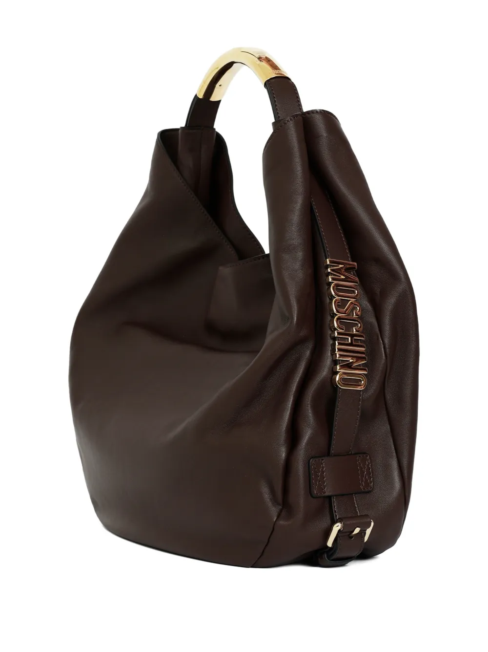 Moschino Handle Me Logo Shoulder Bag In Brown