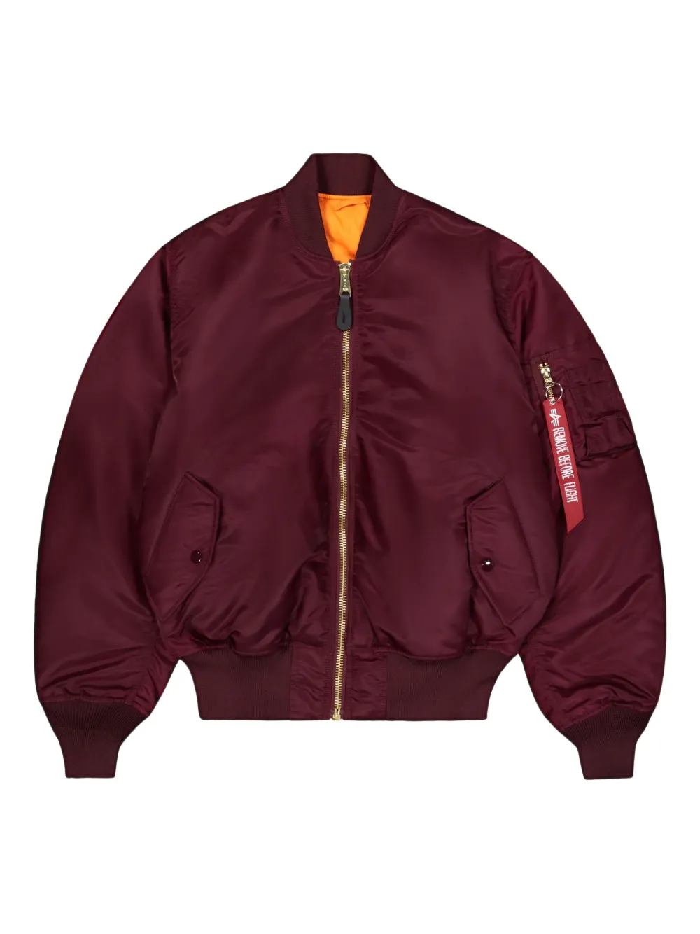 Alpha Industries Zip-up Reversible Bomber Jacket In Red