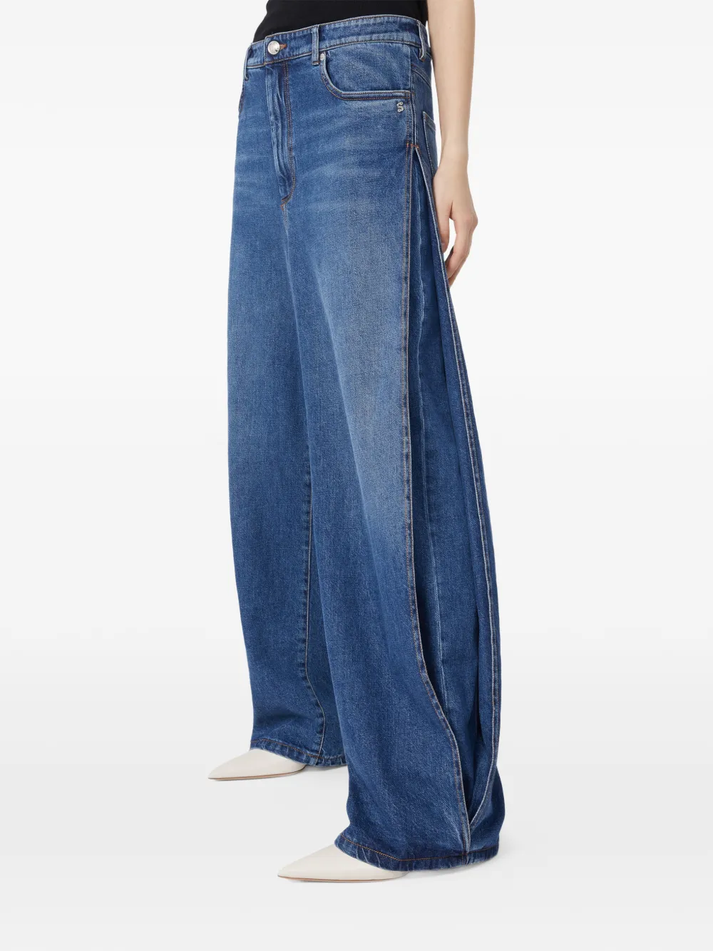 Sportmax Side-pleat Boyfriend Jeans In Blue