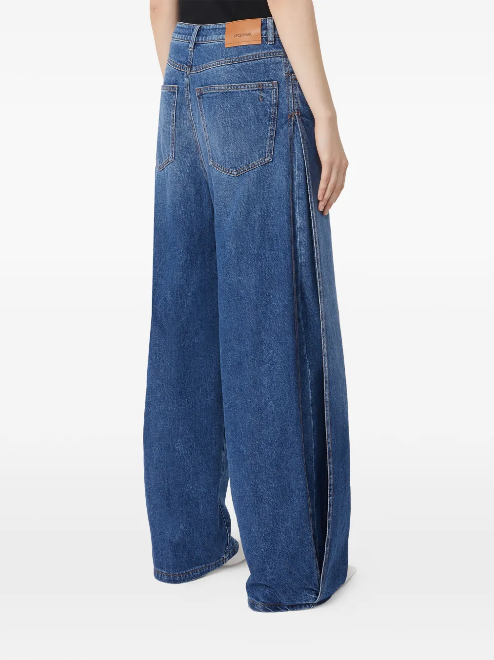 Sportmax Side-pleat Boyfriend Jeans In Blue