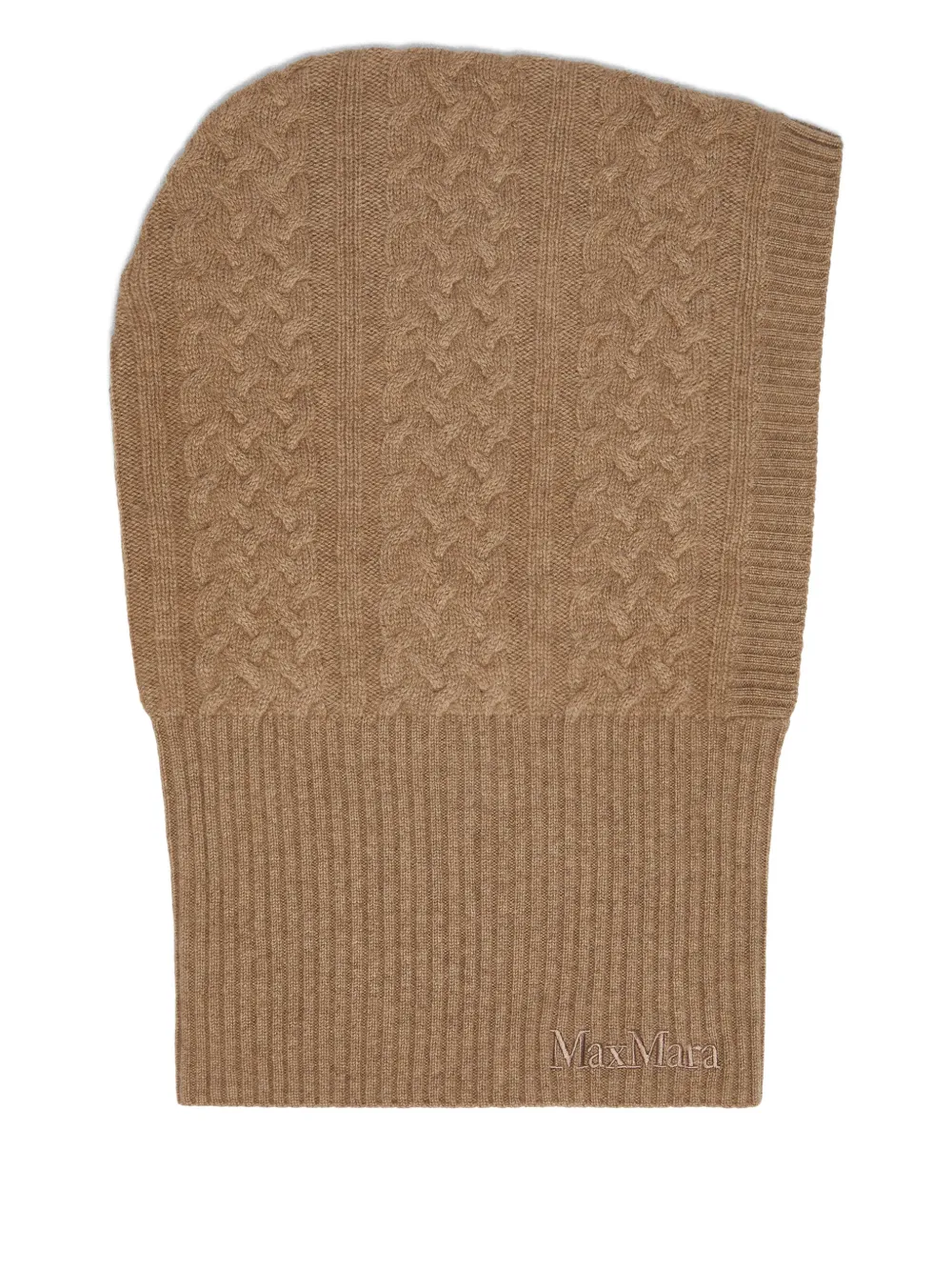Max Mara Romana Cable-knit Balaclava In Brown