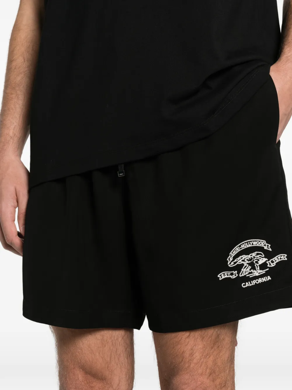 AMIRI Shorts met grafische print en trekkoord Zwart
