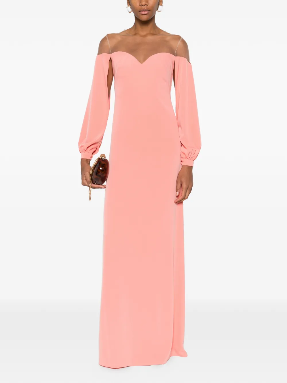 Cristallini Rafaela Long-sleeves Maxi Dress In Pink