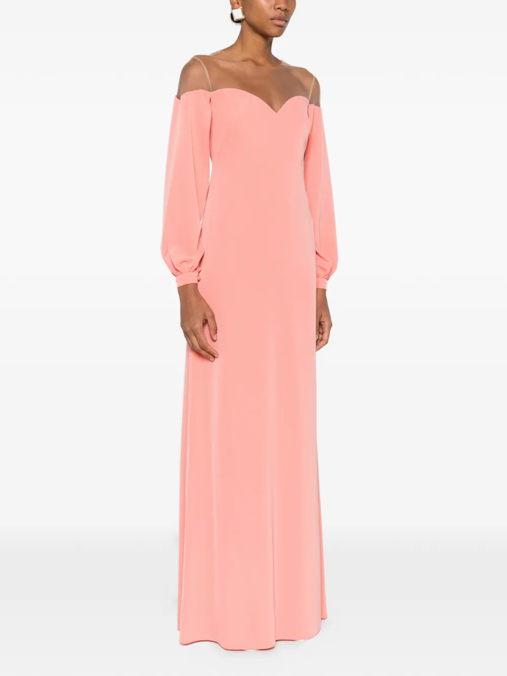 Cristallini Rafaela Long-sleeves Maxi Dress In Pink