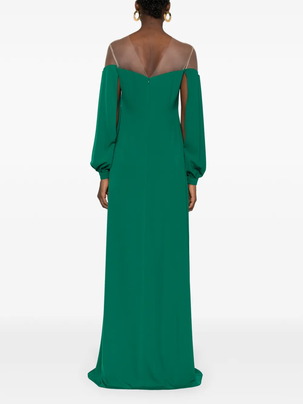 Cristallini Carmen Long-sleeves Maxi Dress In Green