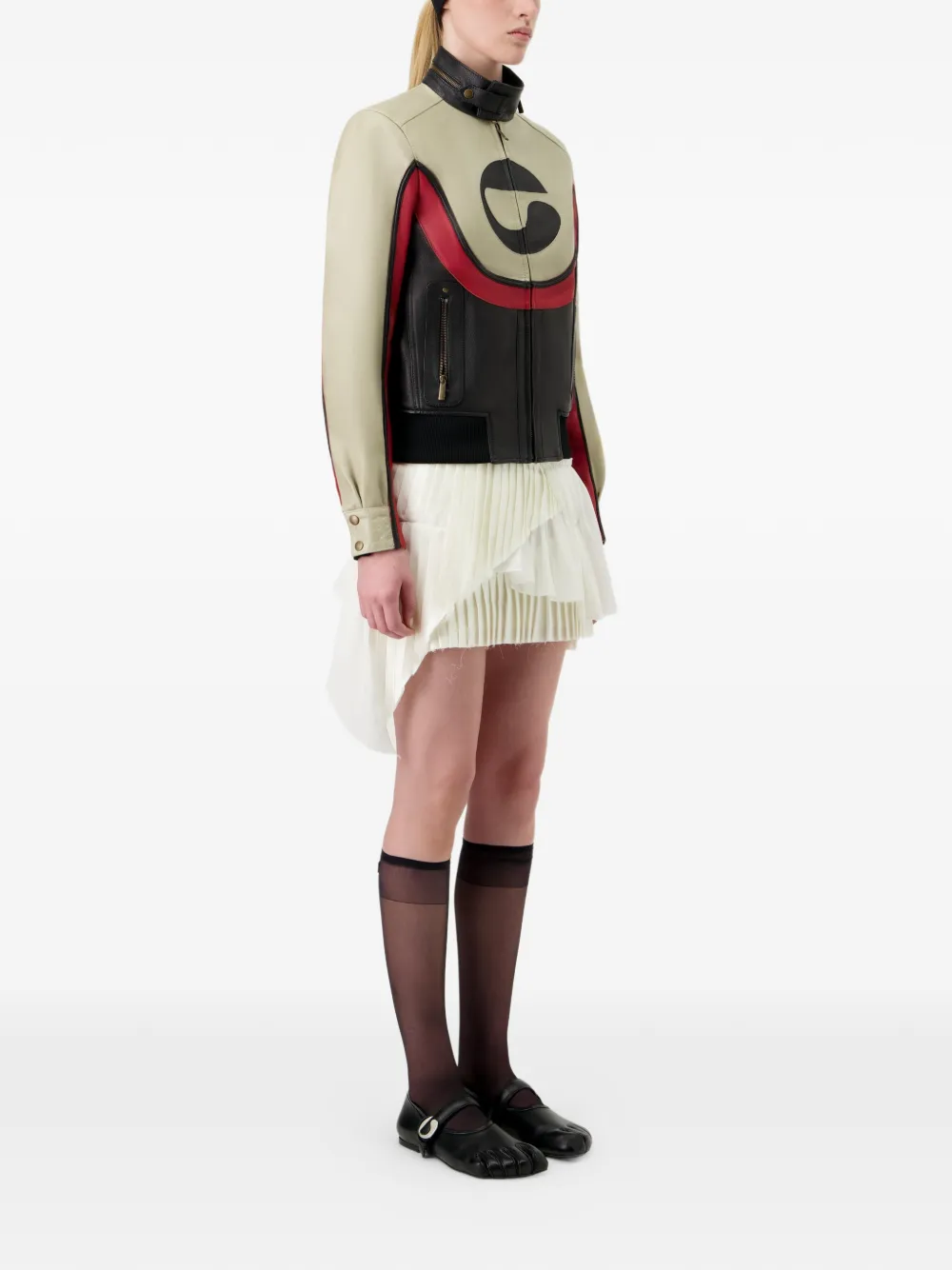  Coperni C-logo Panelled Leather Jacket - Neutrals 