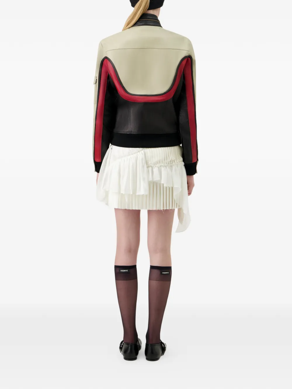 Coperni Leren jack met vlakken en C-logo Beige