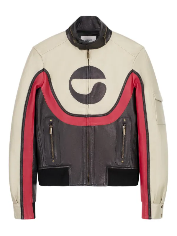 Coperni C-logo Panelled Leather Jacket in Neutrals