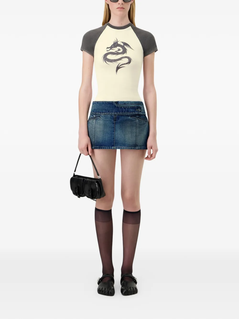 Coperni Straight denim mini-rok met vlakken - Blauw