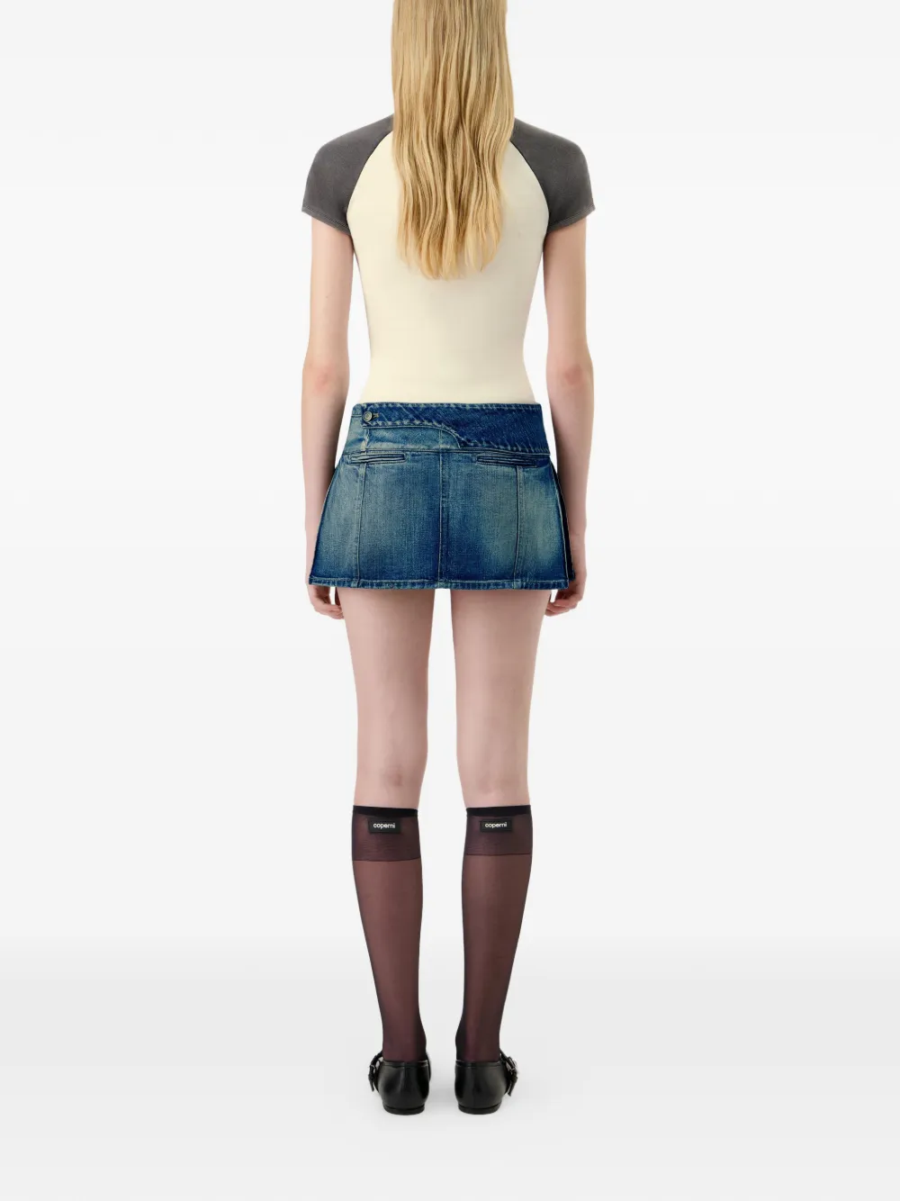Coperni Straight denim mini-rok met vlakken Zwart