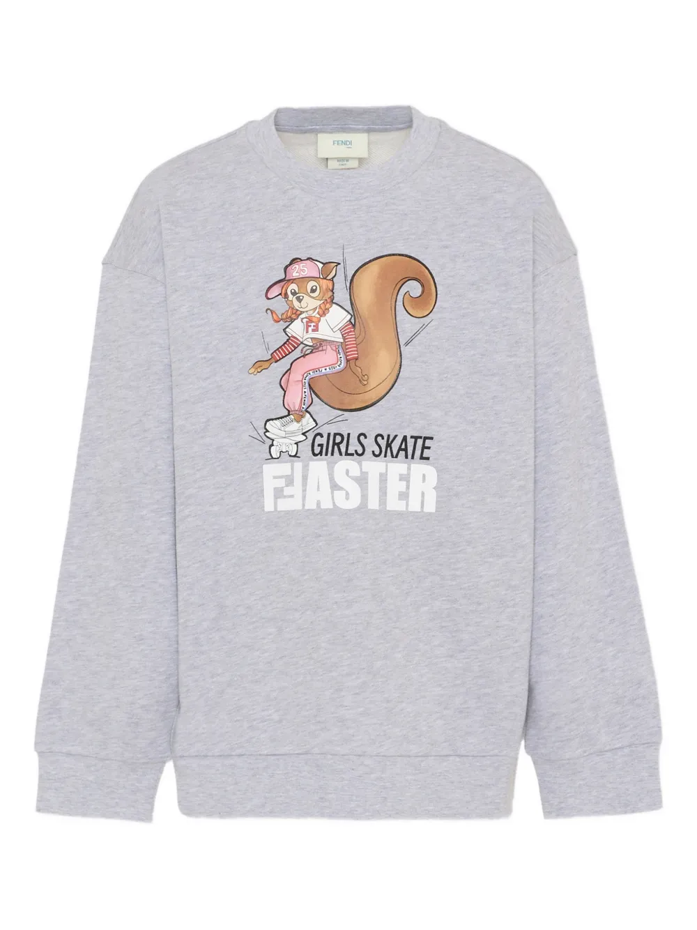 Fendi Kids print-detail crew neck sweatshirt - Grigio