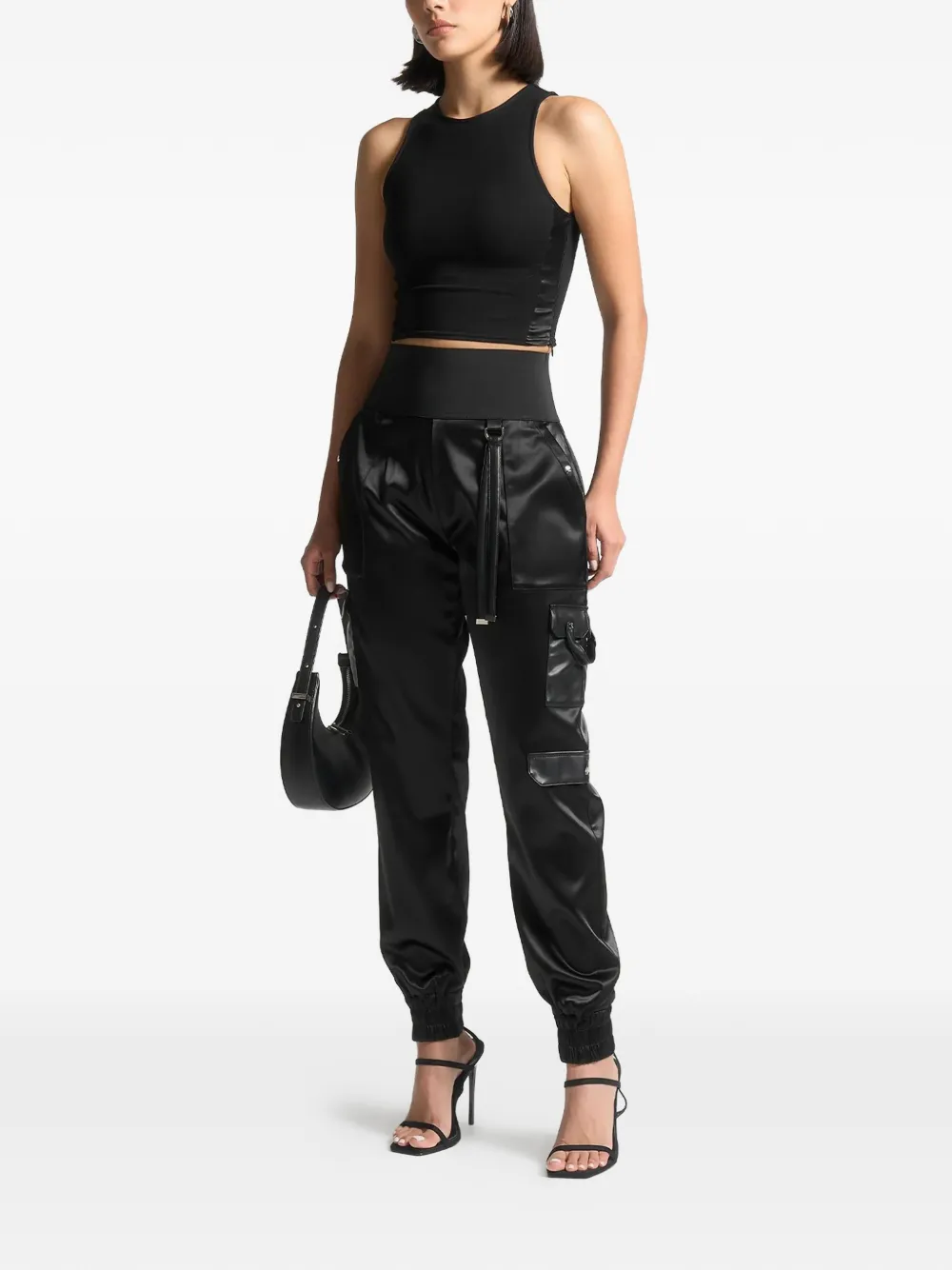 Manière De Voir satin cargo trousers - Zwart