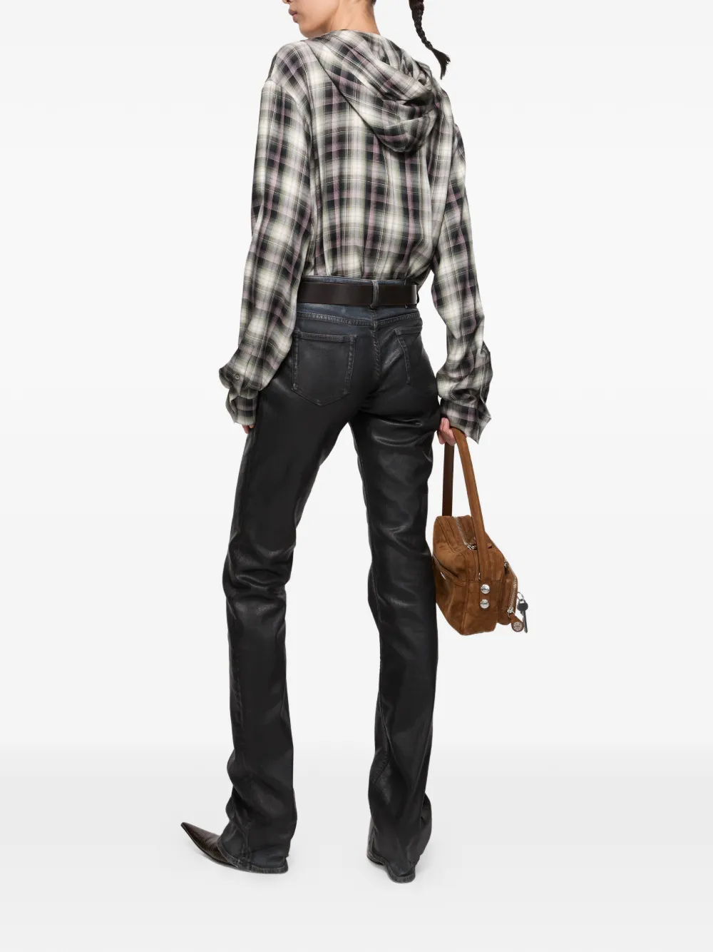  Acne Studios Hooded Plaid Top - Black 