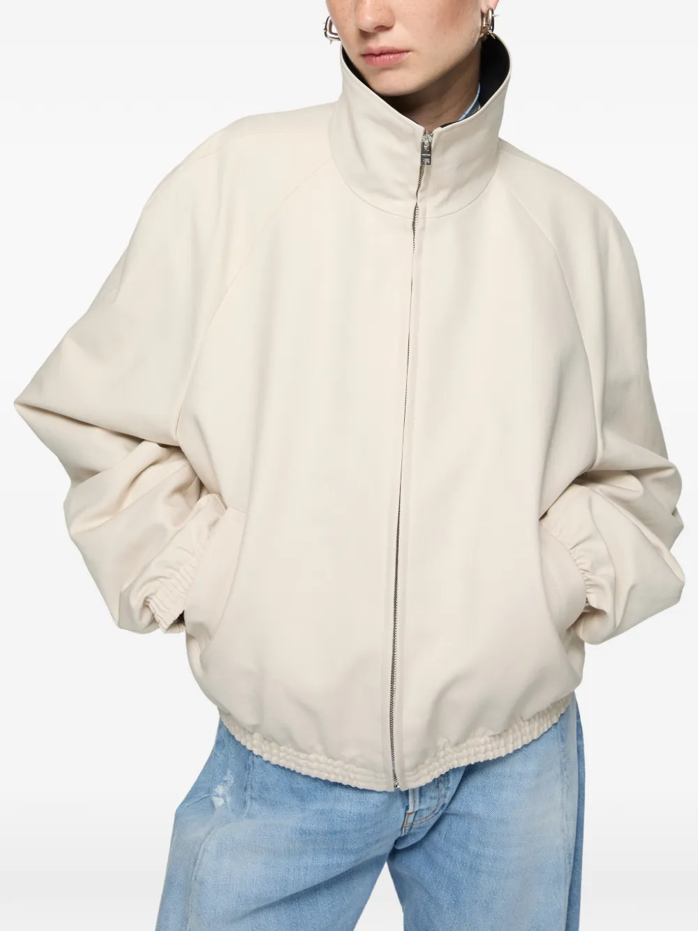 Acne Studios Satin Logo Jacket In Neutral