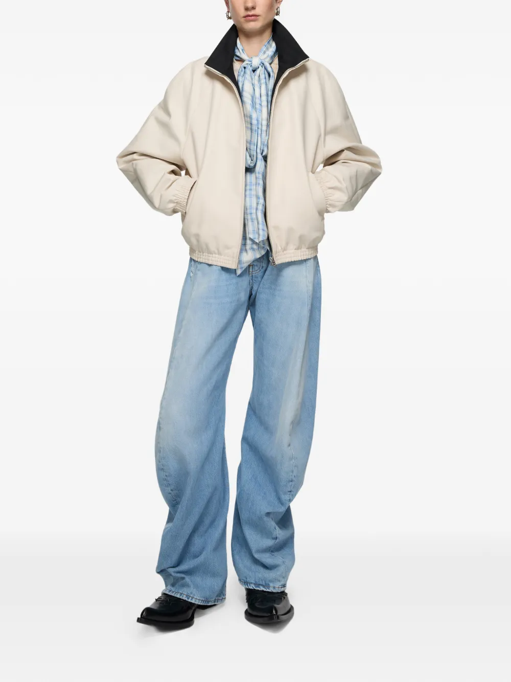 Acne Studios Satin Logo Jacket In Neutral