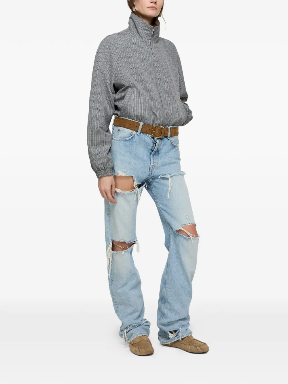  Acne Studios Plaid Zip Jacket - Grey 