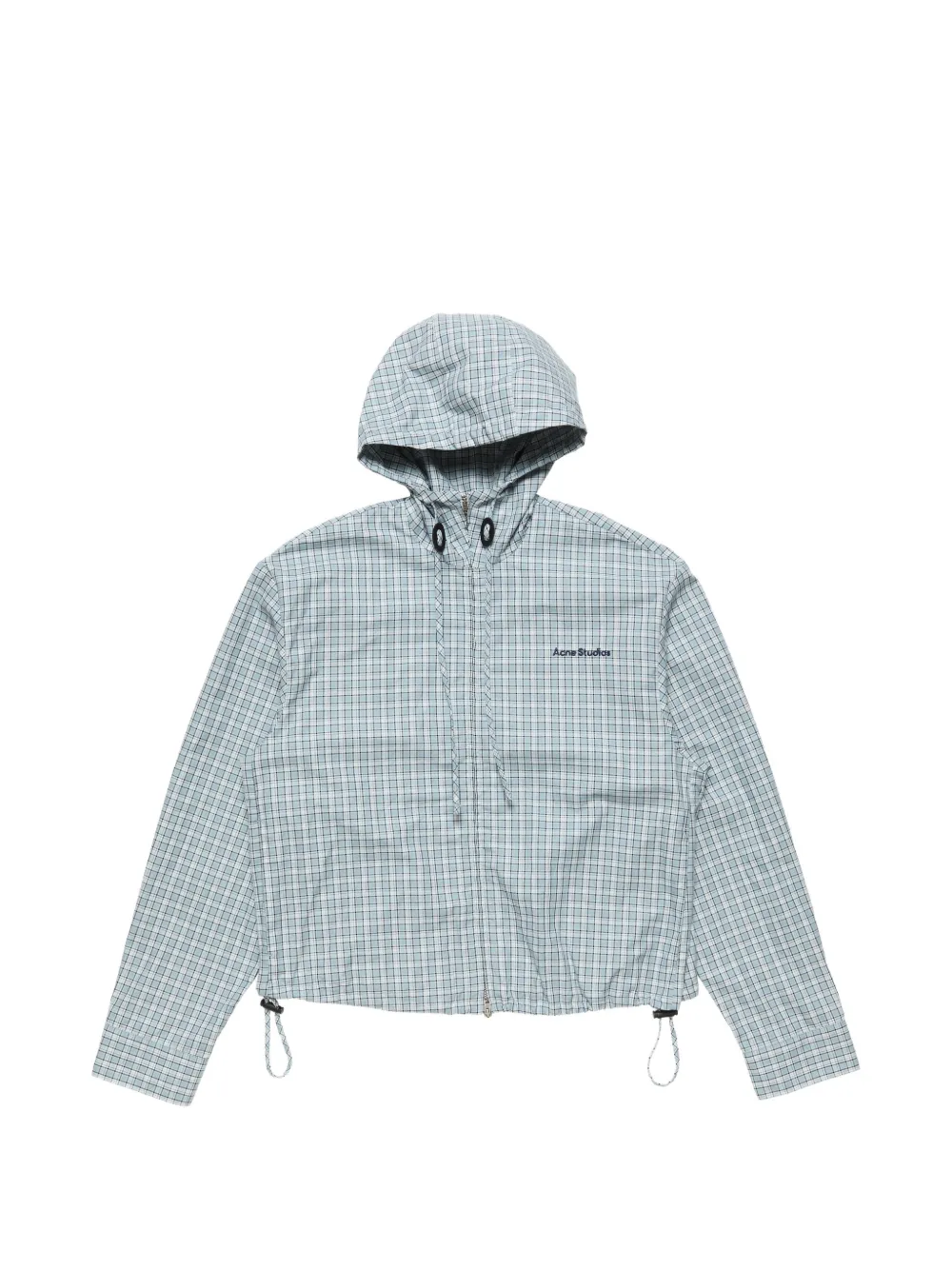 Acne Studios check-pattern hooded jacket - Blue