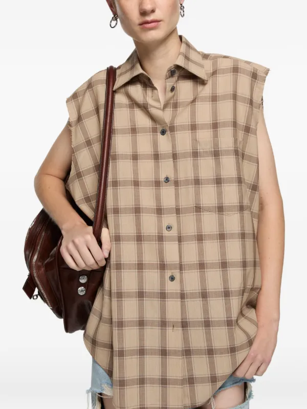 Acne Studios チェックノースリーブシャツ | ニュートラル | FARFETCH JP