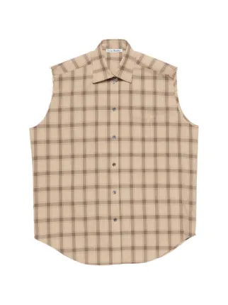 Acne Studios チェックノースリーブシャツ | ニュートラル | FARFETCH JP