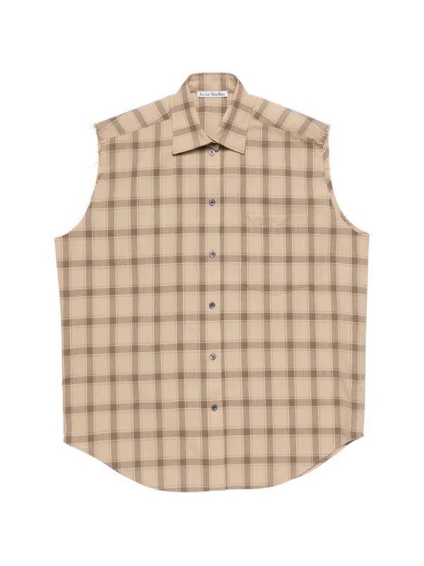 Acne Studios チェックノースリーブシャツ | ニュートラル | FARFETCH JP