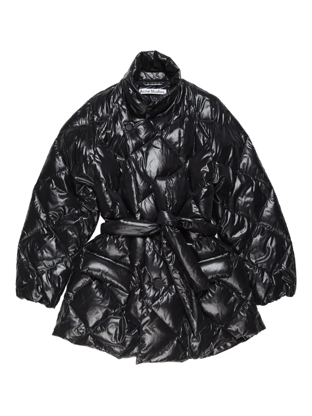 Acne Studios quilted belted padded coat - Nero
