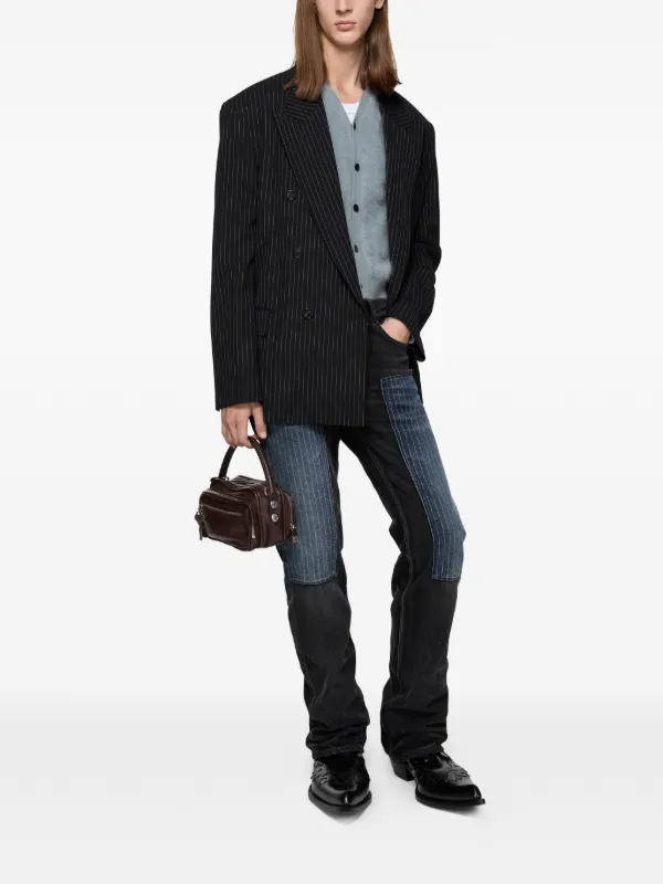 Acne Studios ストライプ ダブルジャケット | ブラック | FARFETCH JP