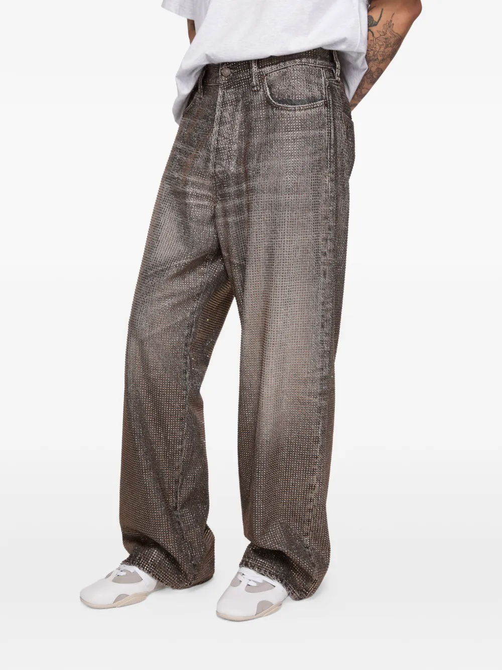 Acne Studios Ruimvallende jeans met stras Grijs